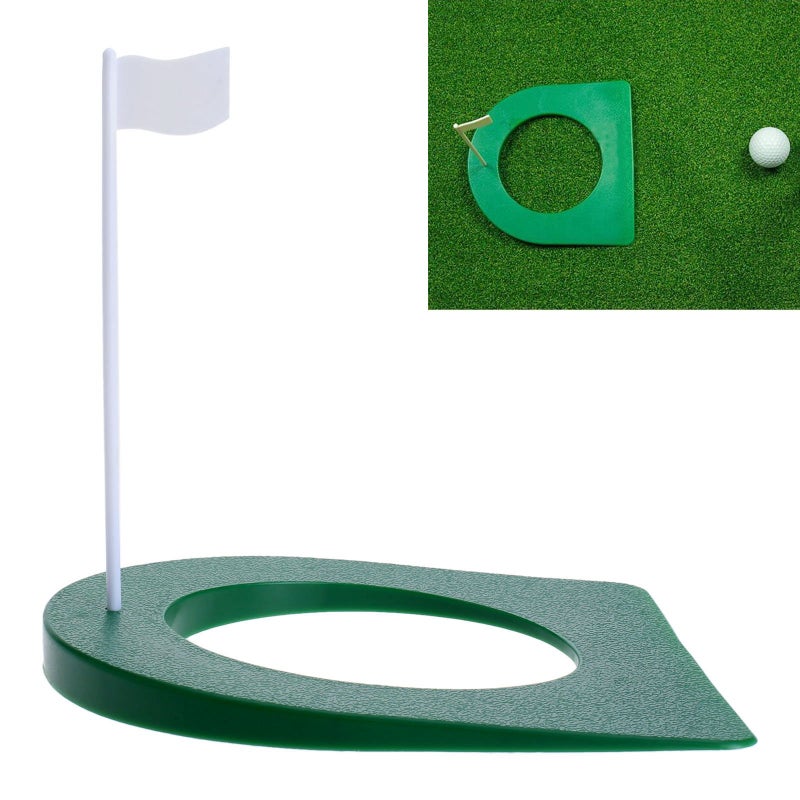 MUXSAM 1Pc Golf Practice Putting Cup Mat with Hole and Flag Plastic for Indoor Outdoor Office Garage Yard Golf Putting Green Regulation Cup Practice Training Aids - Image 2